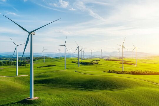 In Skanderborg, Denmark, a field hosts wind turbines that generate electricity