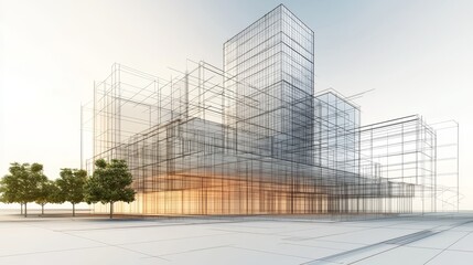 Picture illustrating the architectural plan and design features of a commercial structure