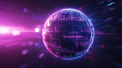 seamless encrypted data sphere forming digital neon fractal design --ar 16:9