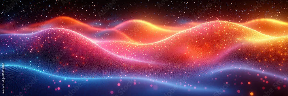 Poster smooth flowing abstract background of colorful dots and waves
