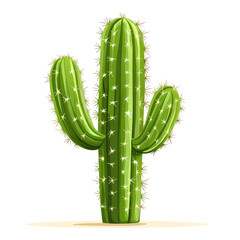 Naklejka premium Bright Green Cartoon Cactus Design on Transparent background for Creative Projects and Illustrations