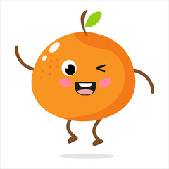 Obraz premium Cheerful orange character dancing with a playful expression in a vibrant and colorful design