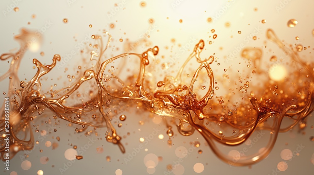 Poster A stream of liquid with many droplets of different sizes