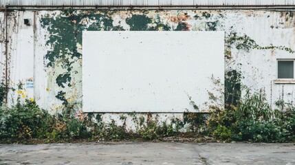 An urban street provides the background for a blank billboard on a building's exterior, illustrated in a realistic way, signifying an opportunity for advertising