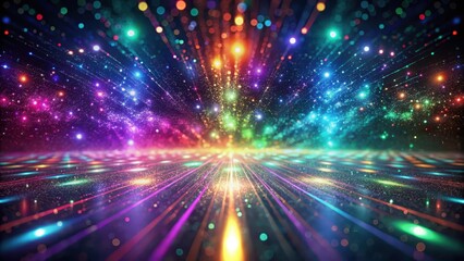 Naklejka premium Shimmering, iridescent colors and light pulses dance across a dark, luminous surface, creating an hypnotic display of high-speed movement and transformation, luminous surface, futuristic