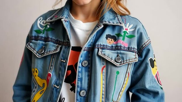 Kids Fashion: Denim Jacket with Colorful Embroidered Designs