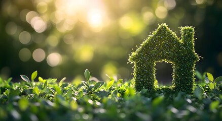 The concept of a modern eco-friendly home to protect the green environment. Represents a modern design of an eco-friendly home for sustainable living. Which increases interest in the environment