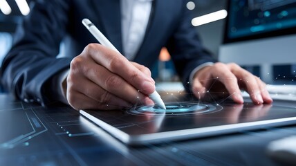 businessman using digital tablet