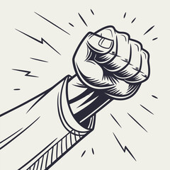 Strong Hand Punching Forward with Energy Effect