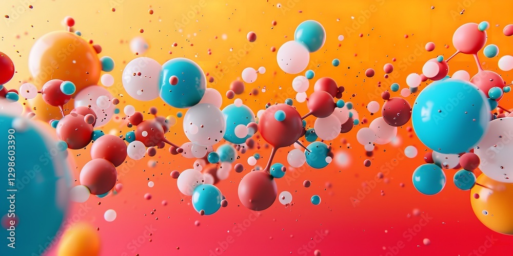 Fototapete An extremely close-up of Using text space a whimsical depiction of several molecules each with its own distinct personality and appearance, Generative AI.
