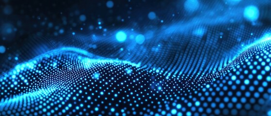 Abstract Blue Dotted Wave with Bokeh Lights