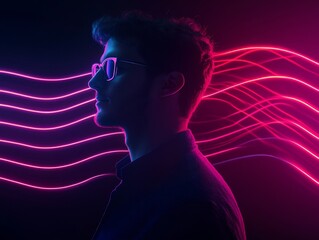 futuristic pulsing encryption wave flowing AI-powered neon pattern --ar 4:3