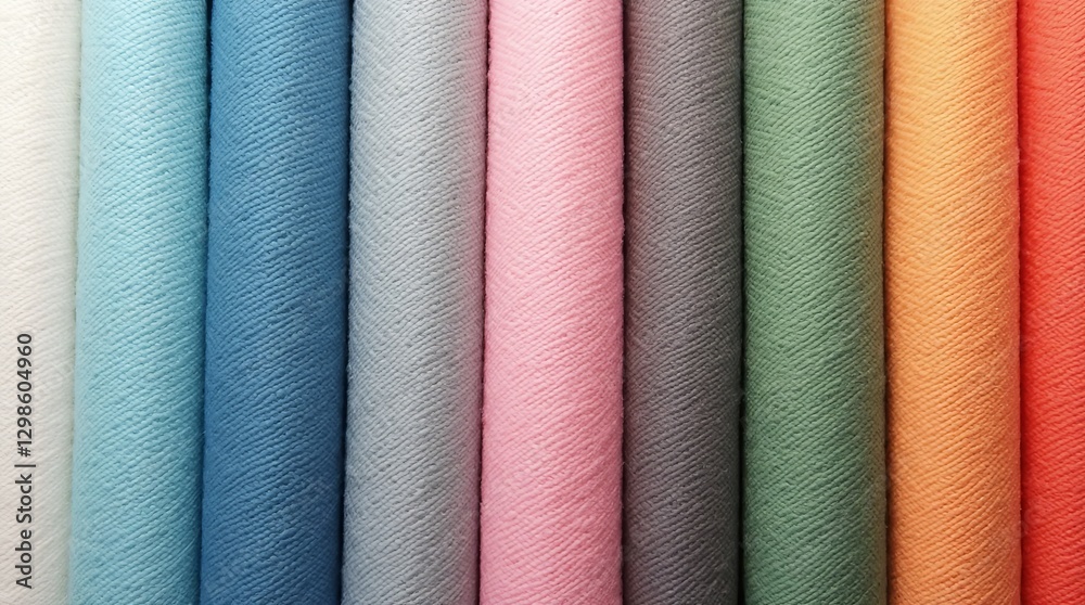 Poster A row of colorful fabric with a white one in the middle