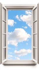 Develop self resources strategy. A bright window opens to a clear sky with fluffy clouds, creating a sense of openness and tranquility.