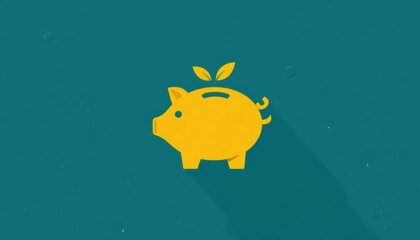 Side view bold piggy bank icon in teal and yellow