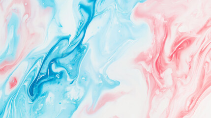 Swirling pink and blue and white paint creates a marbled, abstract background perfect for artistic and fluid design concepts and serene designs