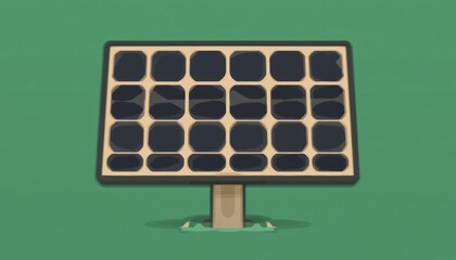 Angled view bold solar panel icon in green and beige