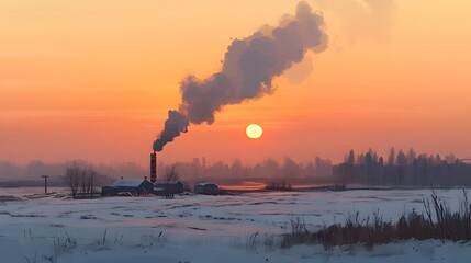 Winter Solstice, Rural Snow Scenery, Cooking Smoke