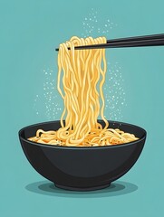 A bowl of swirling buckwheat noodles