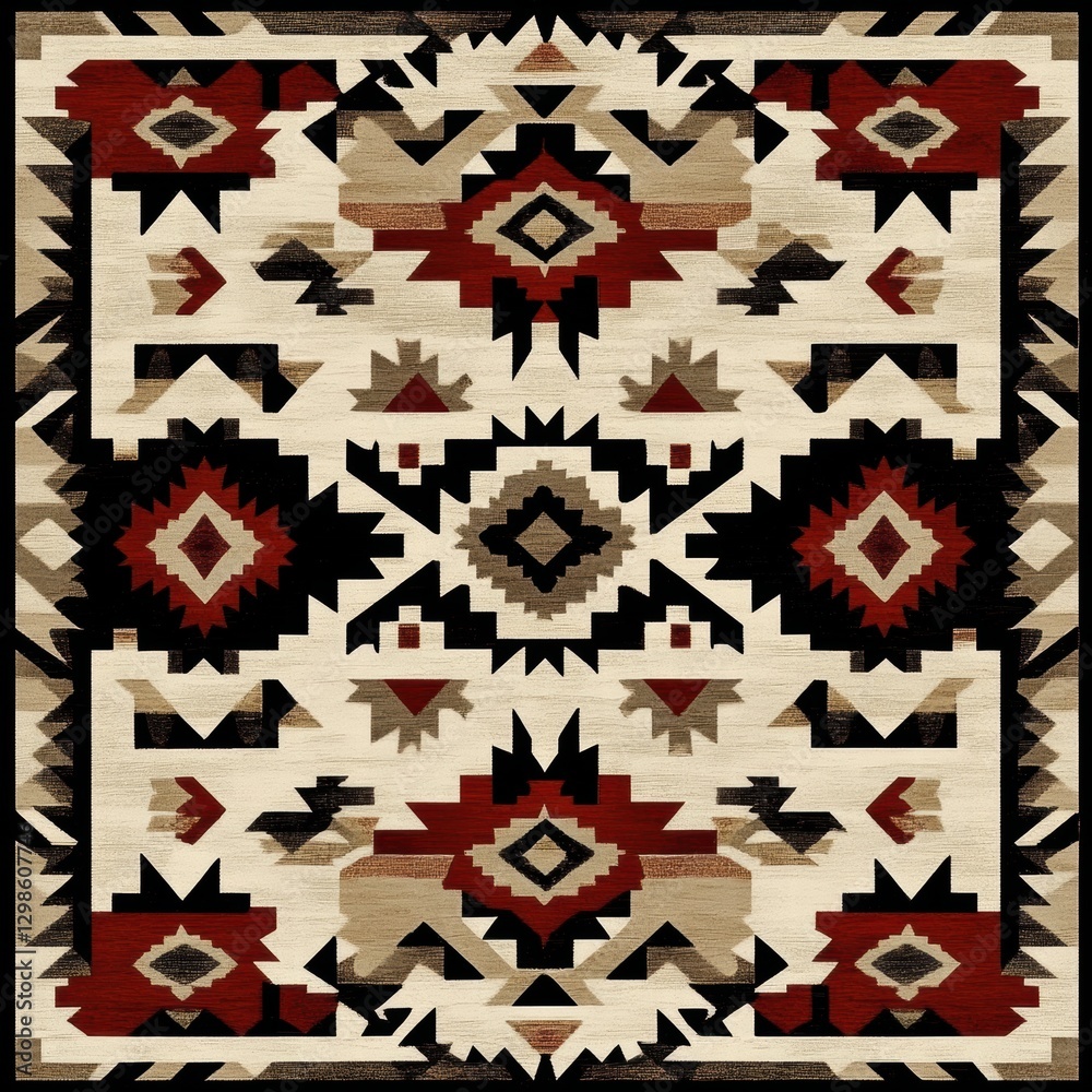 Poster traditional textile featuring intricate geometric patterns in earthy tones from the american southwe