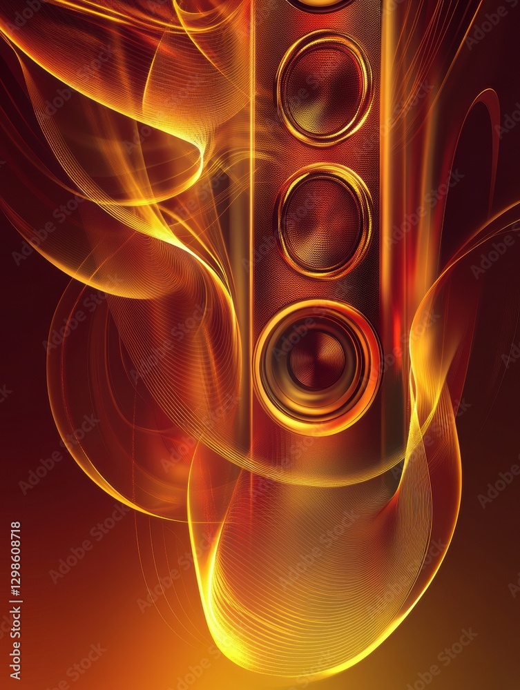 Aufkleber 3D speakers create vibrant light waves in a dynamic audio visual experience. Generative AI