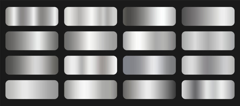 Silver gradients set. Silver gradient collection