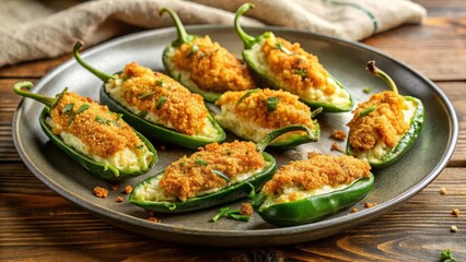 Golden Crispy Baked Jalapeno Poppers on a Serving Plate