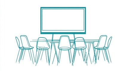 Meeting Room Outline, Empty Chairs, Whiteboard
