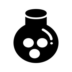 Line icon of a round-bottom chemical flask for lab experiments.