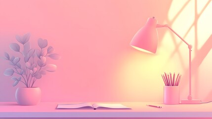 Soft lighting in the corner of the study