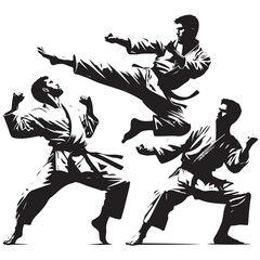 fighting training in Karate vector illustration