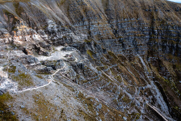 Aerial view of the Muckish mountain and the trail called miners path in county Donegal. Ireland