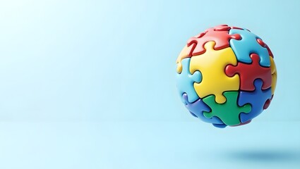 Floating 3D Puzzle Sphere with Glossy Texture for Autism Awareness Day