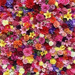 Colorful flowers and foliage background