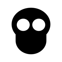 Solid skull icon with minimal design, perfect for horror themes, Halloween graphics, danger symbols, or dark-style UI and illustrations.