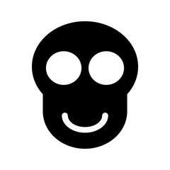 Solid skull icon with shocked expression, wide eyes and open mouth. Ideal for emojis, horror themes, Halloween graphics, or comic-style reactions.