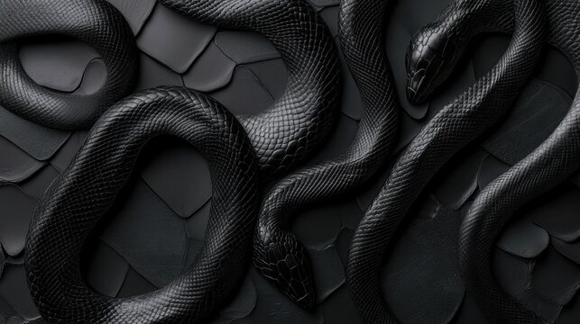 Abstract black background with black snake texture