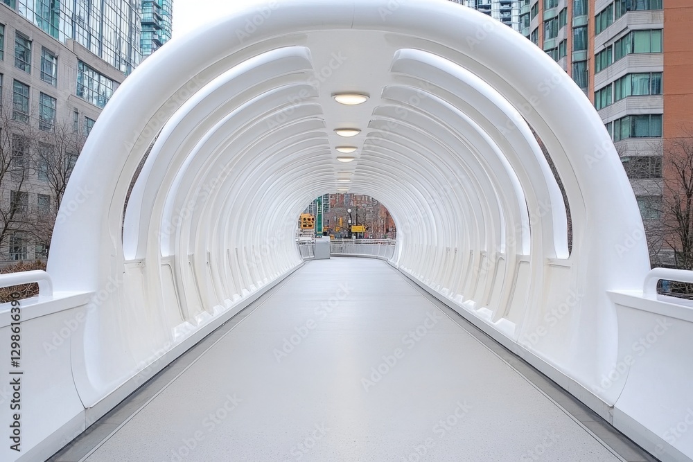 Poster a sleek minimalist footbridge with geometric lines and a clean modern design