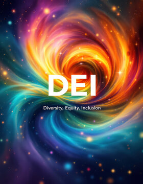 Diversity, equity, and inclusion concept with colorful abstract design