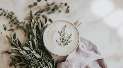Latte Art on Marble Table