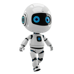 Fototapeta premium A charming, white robot is depicted in a walking pose