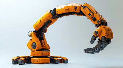 A robotic crane lifting objects, set on a clean white background 