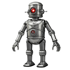 A detailed, 3D rendering of a charming steampunk robot