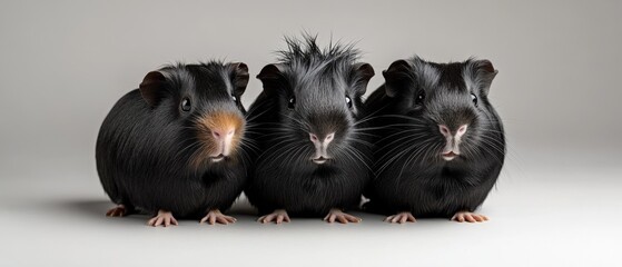 Fototapeta premium three cute guinea pigs looking at the camera