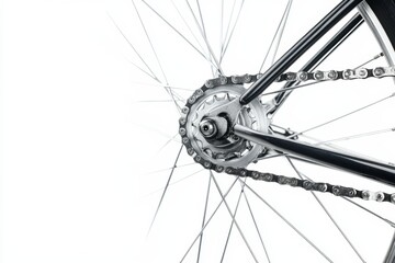 Bicycle gear mechanism studio png image isolated background close-up view technical engineering concept