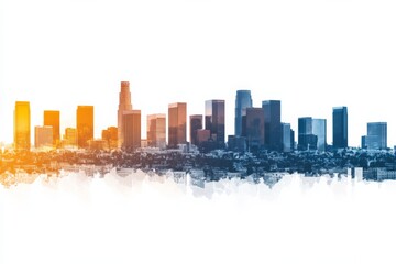 Urban skyline at sunset los angeles cityscape digital art panoramic view png design