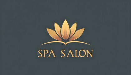 Elegant spa salon logo featuring a stylized lotus flower design in gold