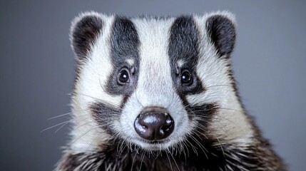 Close-up Badger Portrait, Studio Shot