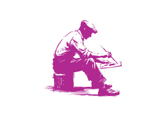 Painter hand drawn sketch illustration vector