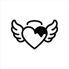 Naklejka premium heart icon bundle with wings,symbolizing freedom and love
